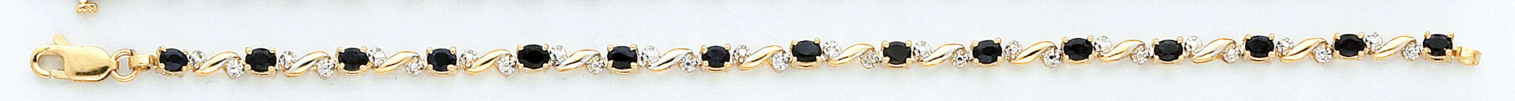 14k Yellow Gold 3.9mm Wide Sapphire Bracelet 7 Inches